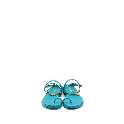 Chanel Size 38 Sandals Leather Green LGHW
