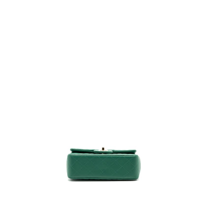 Chanel Top Handle Mini Flap Bag with Chain Lambskin Green LGHW (Microchip)