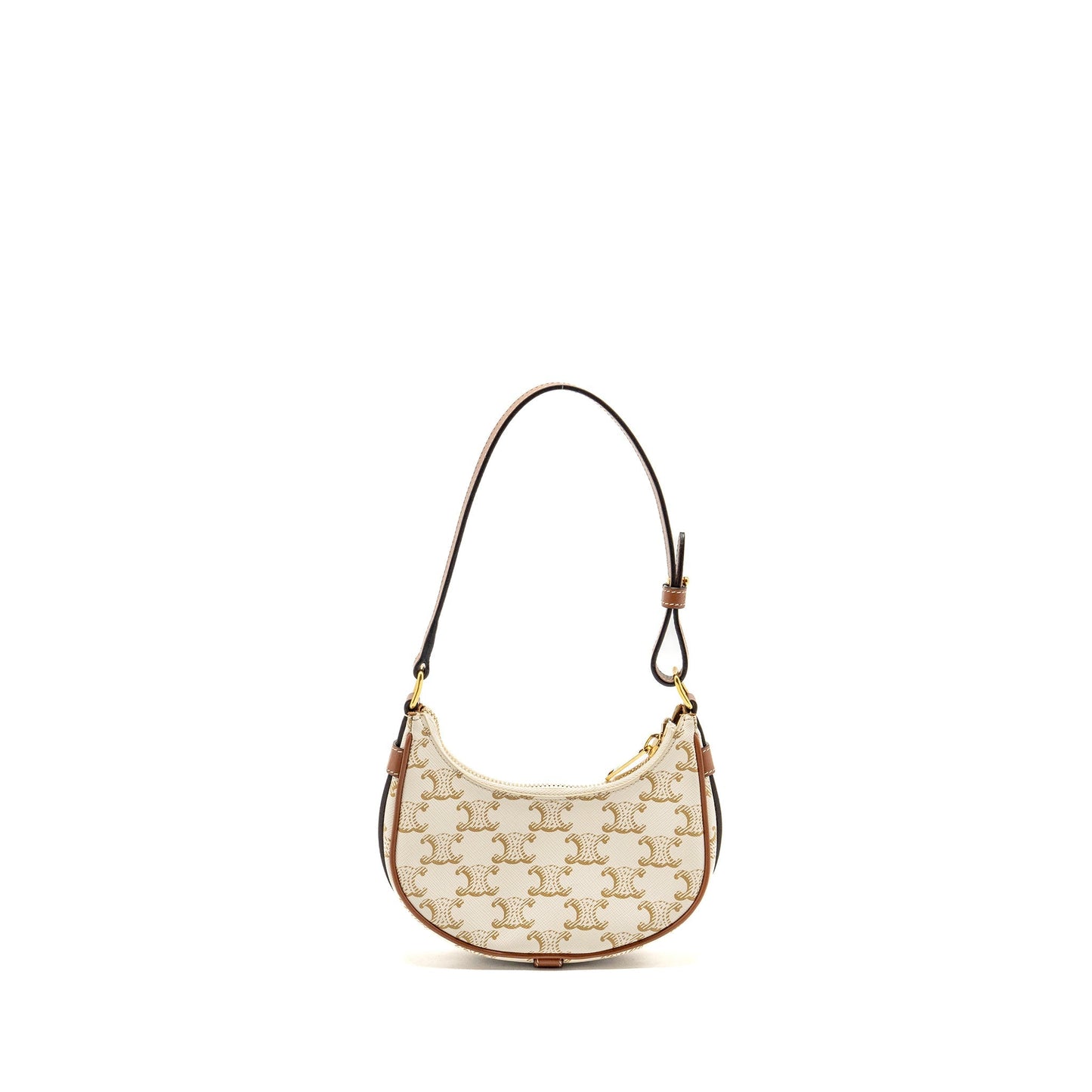 Celine Mini Ava Purse Triomphe Canvas/Calfskin White/brown