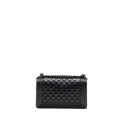 Chanel medium boy bag caviar so black black hardware