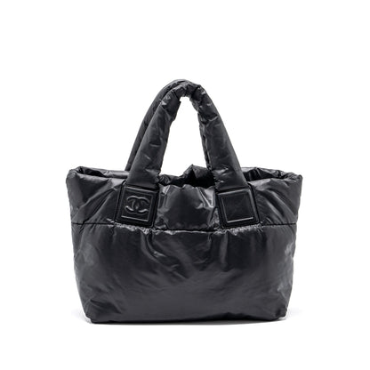 Chanel small puffy Down tote bag nylon black SHW