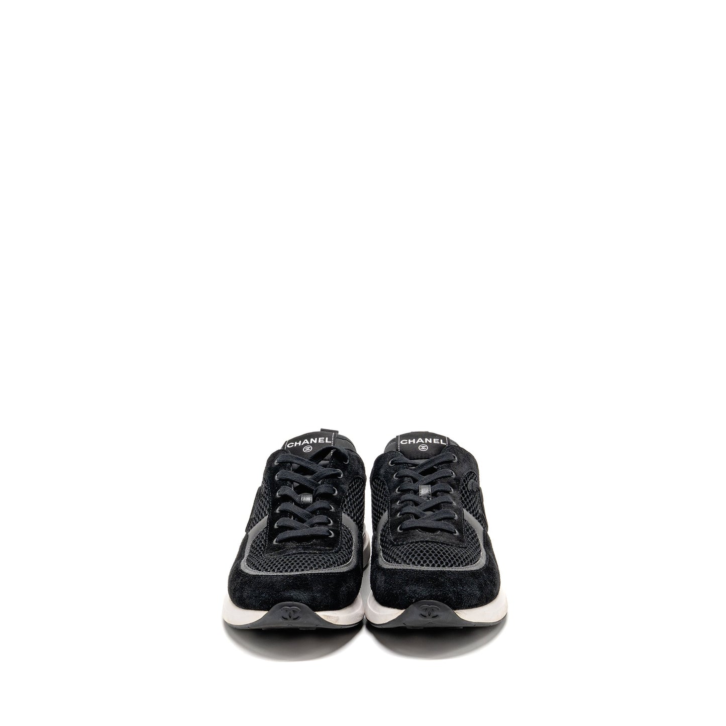 Chanel size 45 CC logo sneakers Suede / Mesh black / white