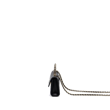 Chanel top handle mini flap bag with chain caviar black LGHW (microchip)