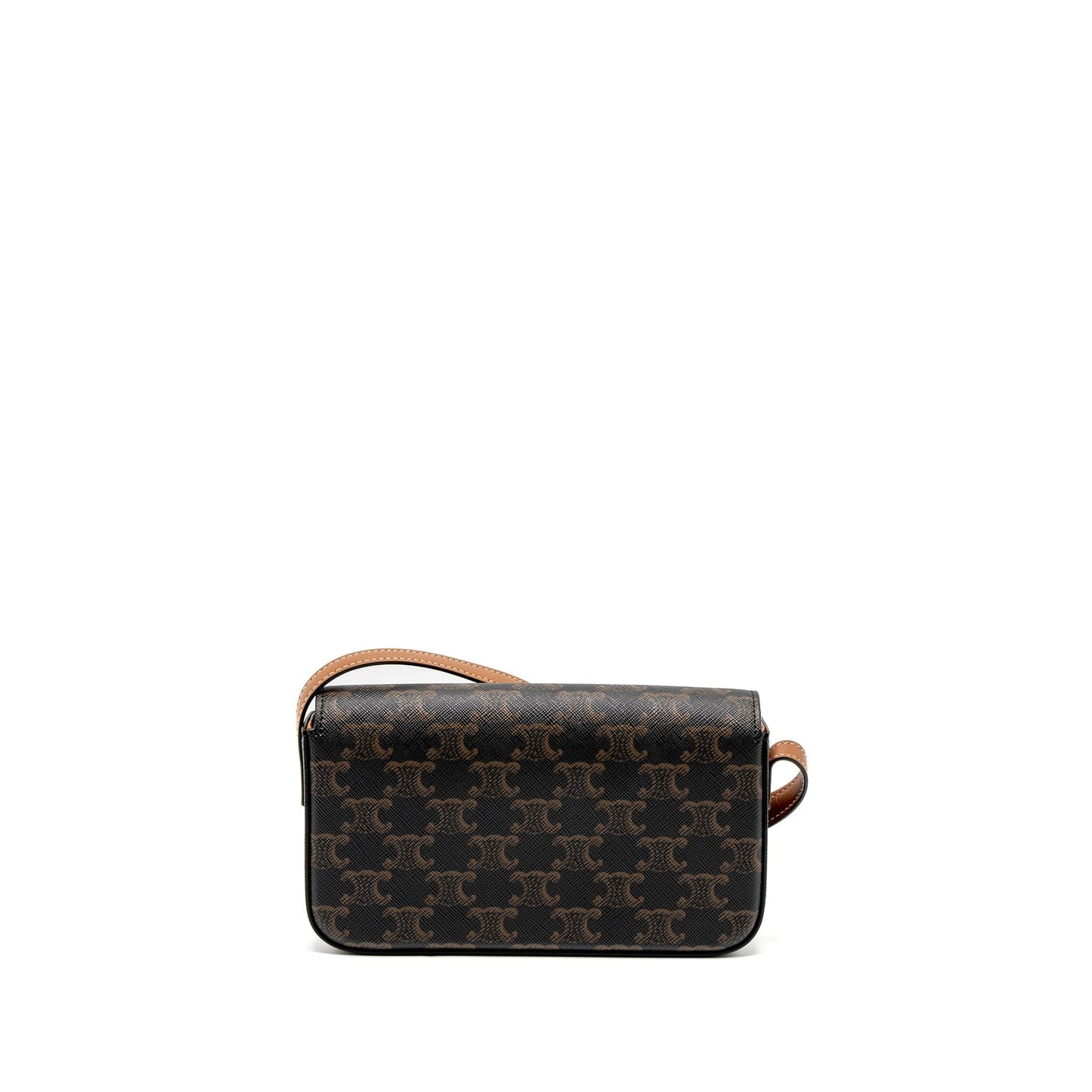 Celine Triomphe Shoudler Purse Triomphe Canvas/Calfskin Tan
