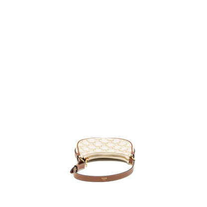 Celine Mini Ava Purse Triomphe Canvas/Calfskin White/brown