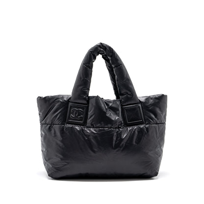 Chanel small puffy Down tote bag nylon black SHW