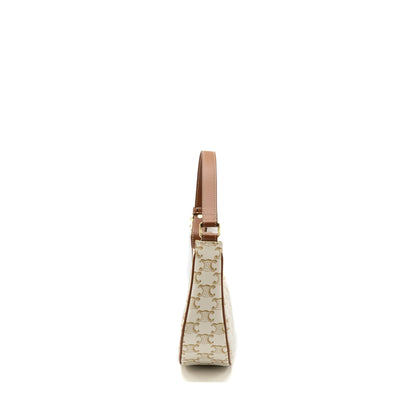 Celine Ava Purse Triomphe Canvas/ Calfskin White
