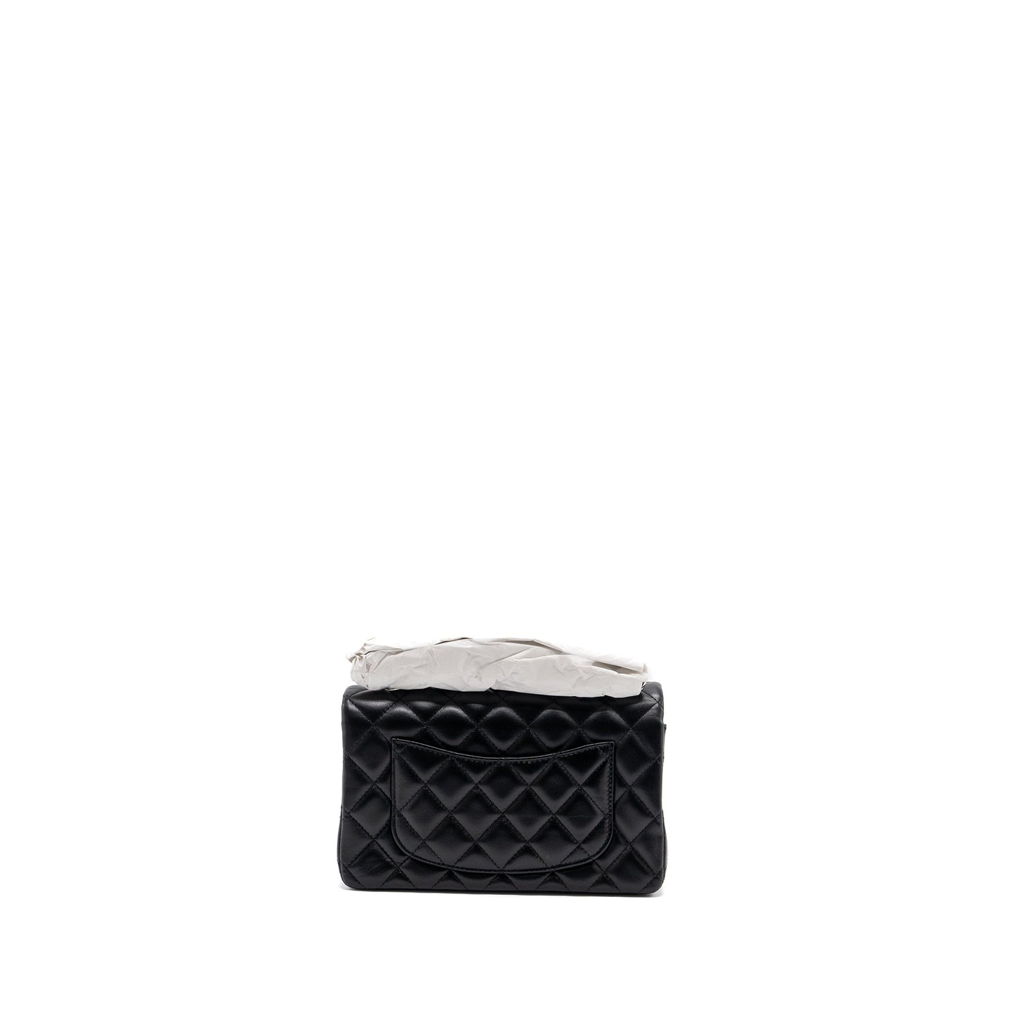 Chanel mini rectangular flap bag lambskin black HW (microchip)