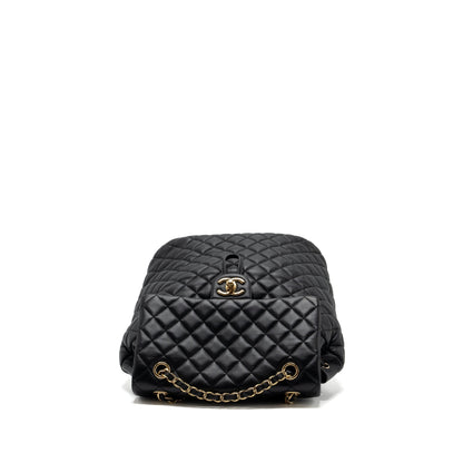 Chanel quilted flap backpack lambskin black GHW
