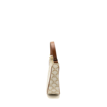 Celine Ava Purse Triomphe Canvas/ Calfskin White