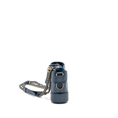 Chanel Small Gabrielle Hobo Bag Aged Calfskin Blue Multicoloured Hardware