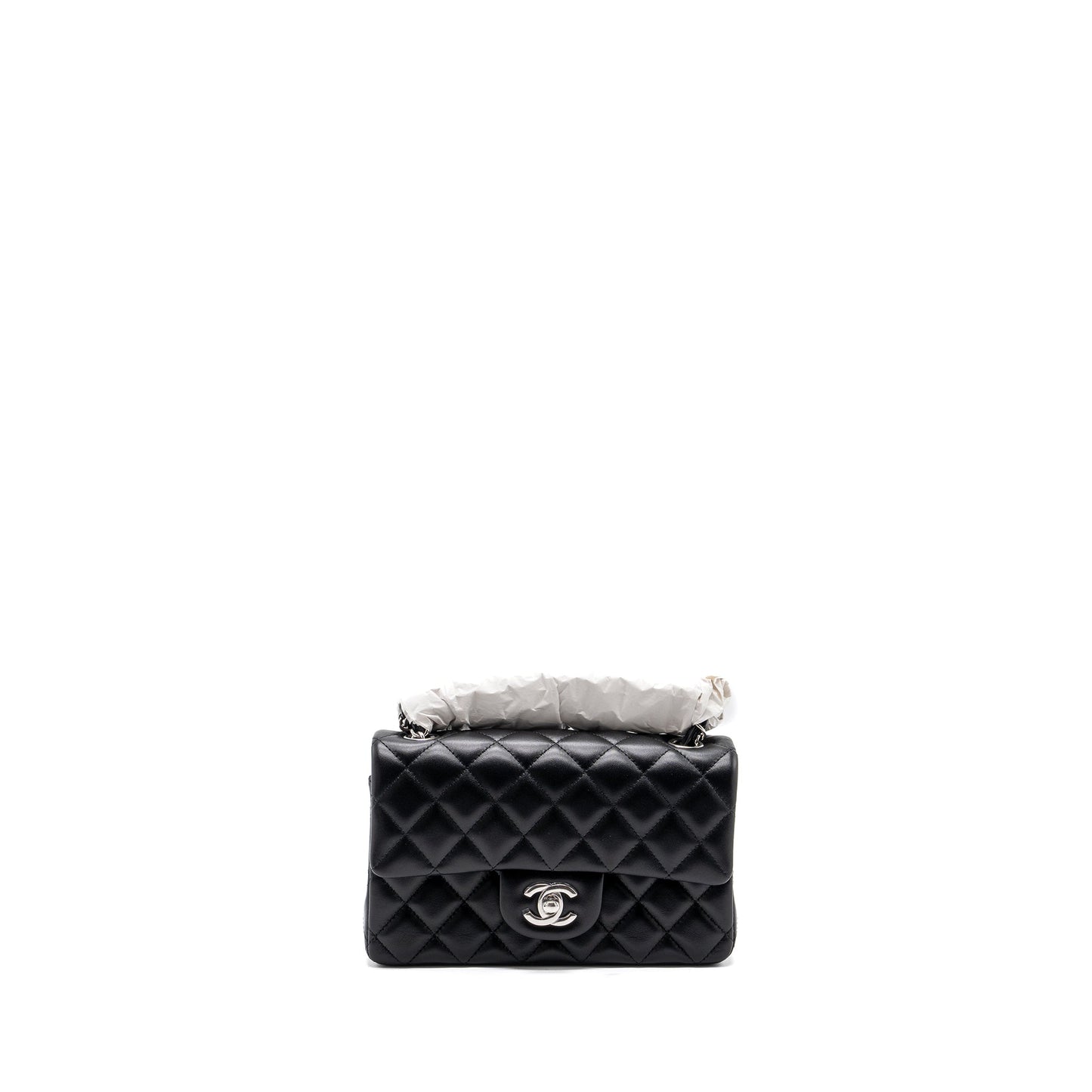 Chanel mini rectangular flap bag lambskin black HW (microchip)