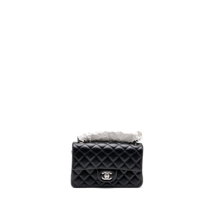 Chanel mini rectangular flap bag lambskin black HW (microchip)