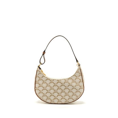Celine Ava Purse Triomphe Canvas/ Calfskin White