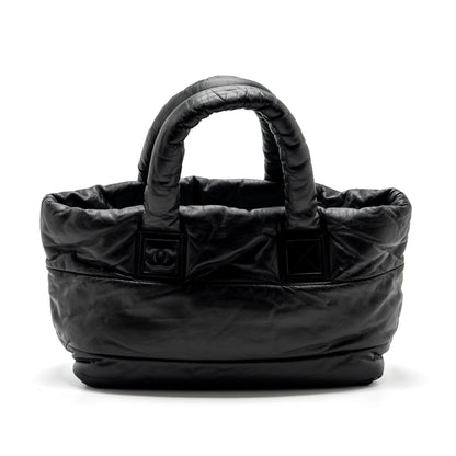Chanel Puffy Down Down Tote Bag lambskin Black SHW