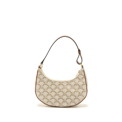 Celine Ava Purse Triomphe Canvas/ Calfskin White