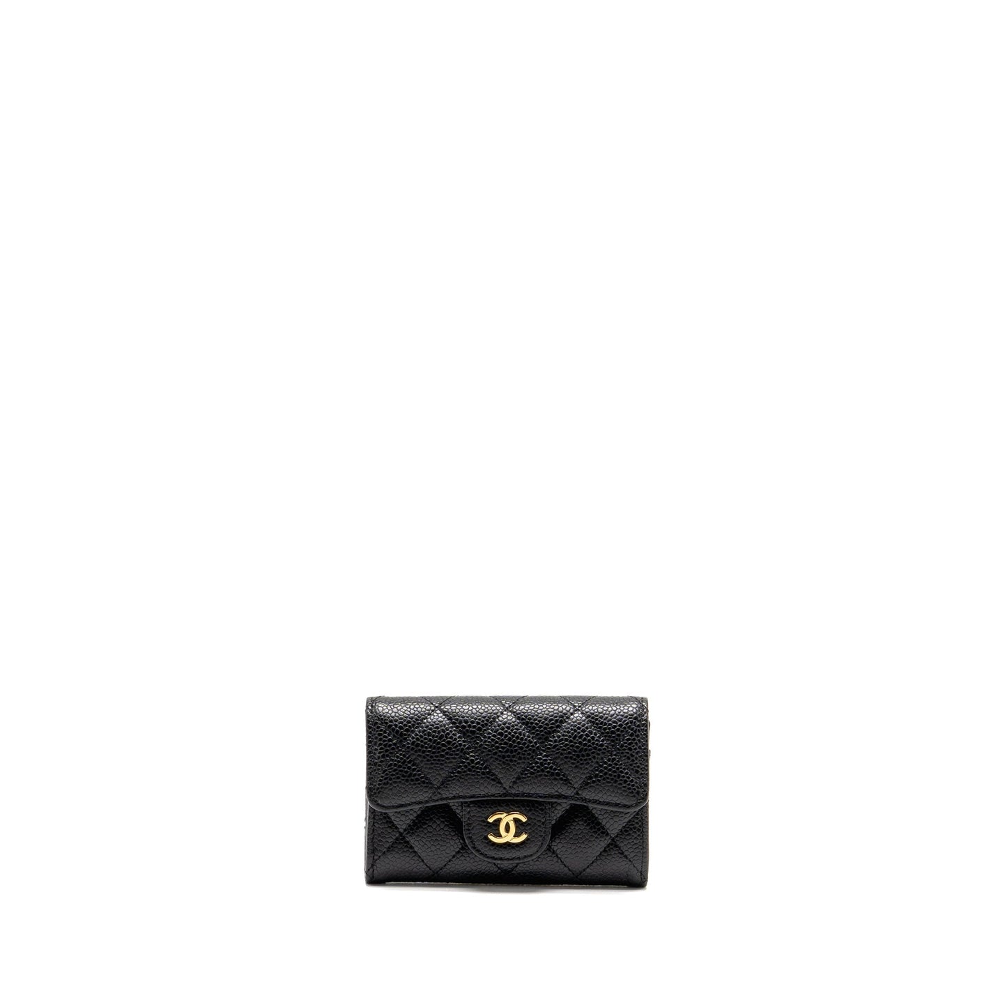 Chanel Classic Flap card holder caviar black GHW (microchip)