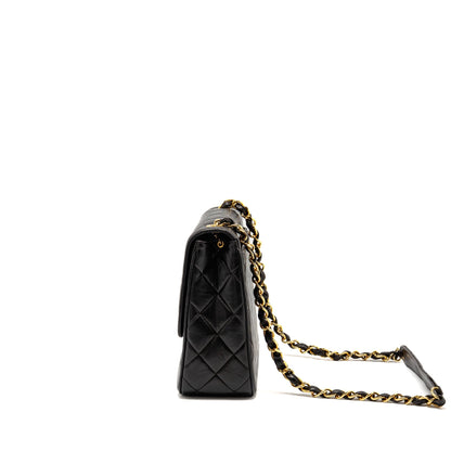 Chanel Vintage Large Square Flap Bag Lambskin Black GHW