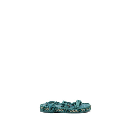 Chanel Size 38 21c Sandals Cord Green LGHW