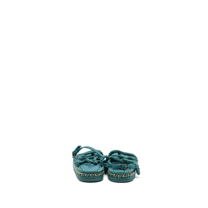Chanel Size 38 21c Sandals Cord Green LGHW