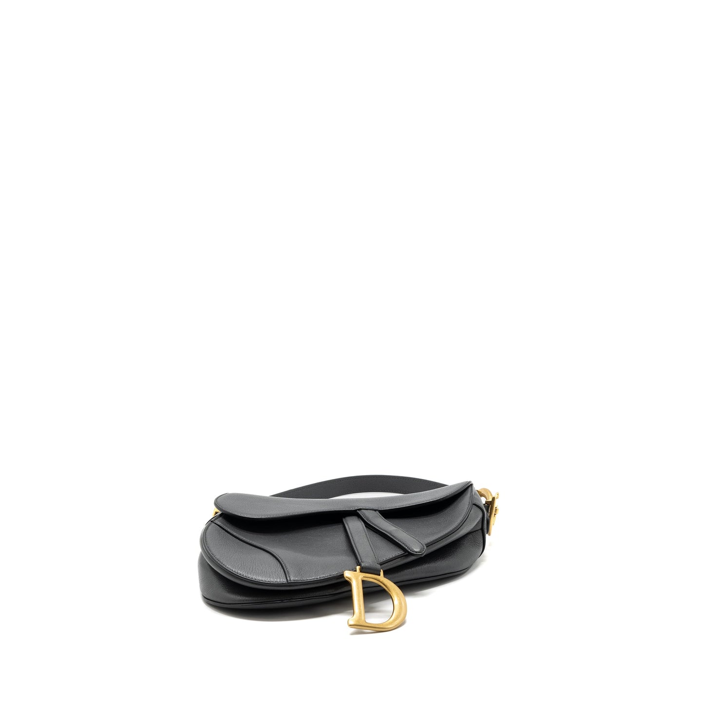 Dior Medium Saddle Purse GoatSkin Dark Grey