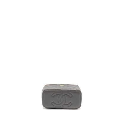 Chanel Top Handle Long Vanity with Chain Lambskin Grey LGHW (microchip)