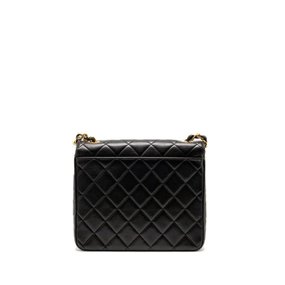 Chanel Vintage Large Square Flap Bag Lambskin Black GHW