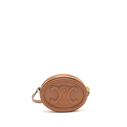 Celine Oval Purse Triomphe Smooth Calfskin Tan