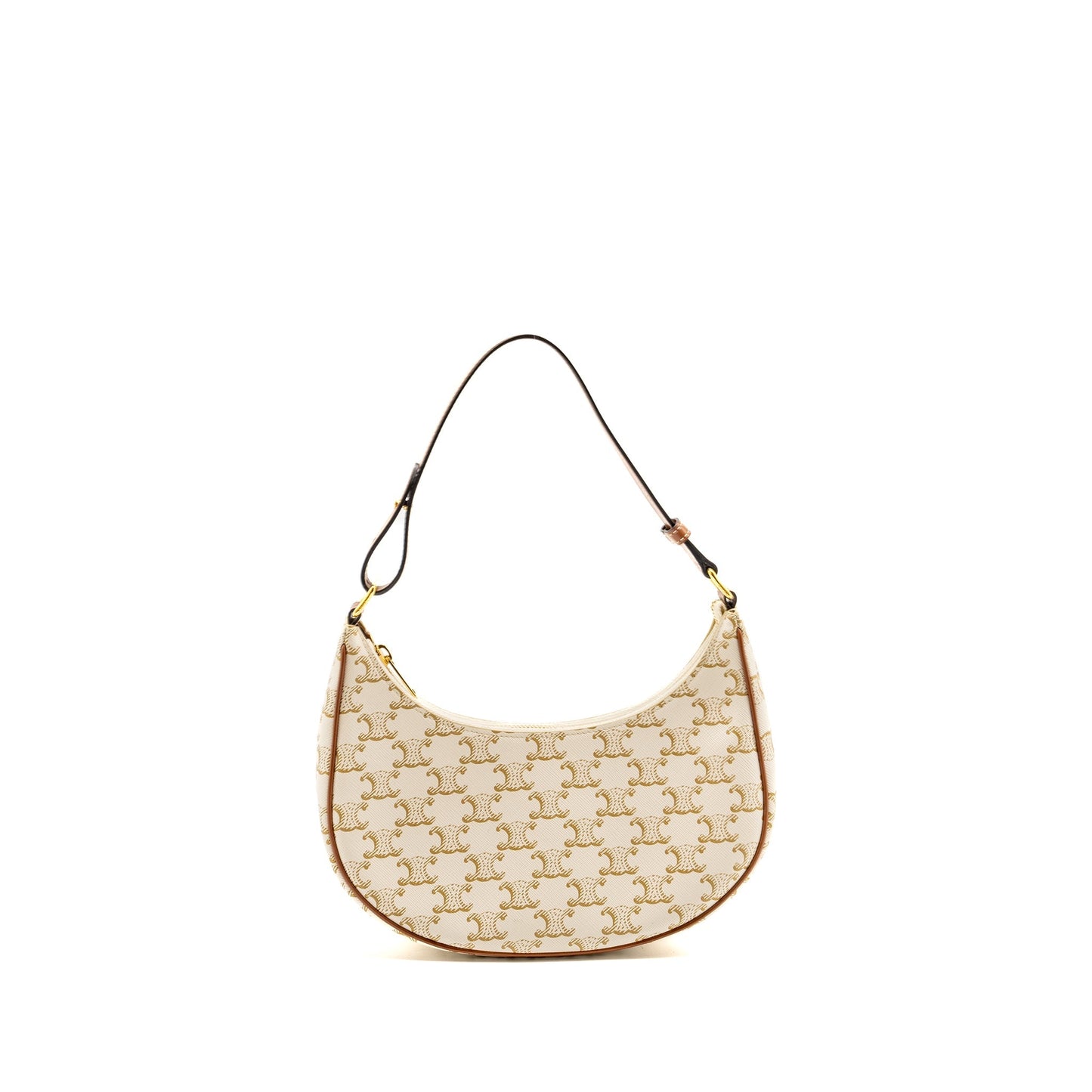 Celine Medium Ava Purse Triomphe Canvas/Calfskin White/Brown