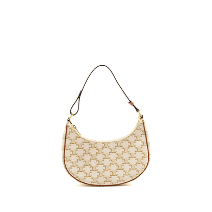 Celine Medium Ava Purse Triomphe Canvas/Calfskin White/Brown