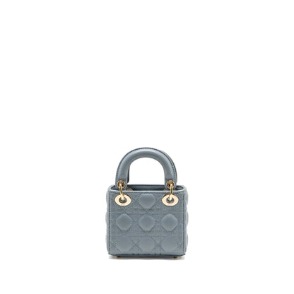 Dior Micro Lady Dior Cannage Lambskin Grey