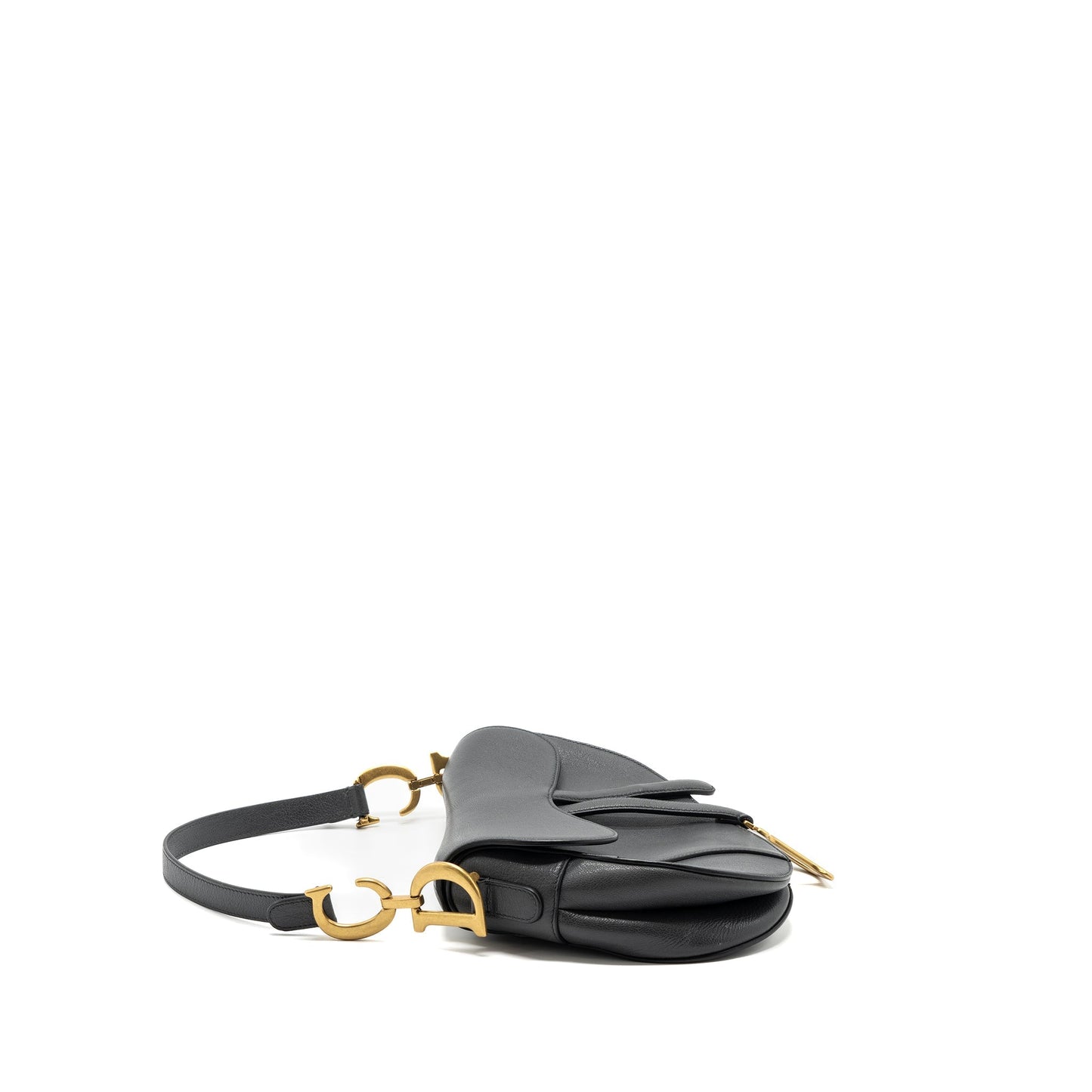 Dior Medium Saddle Purse GoatSkin Dark Grey