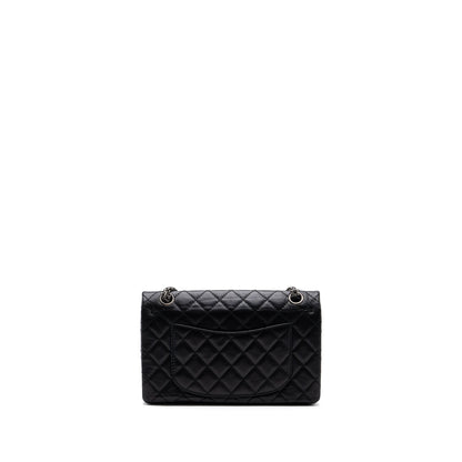 CHANEL 2.55 SMALL REISSUE FLAP  BAG AGED CALFSKIN BLACK RUTHENIUM HARDWARE