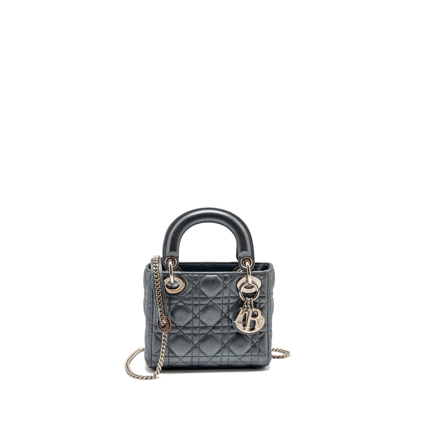 Dior Mini Lady Dior Lambskin Iridescent Grey