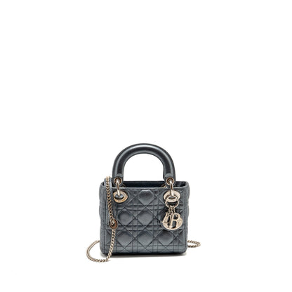 Dior Mini Lady Dior Lambskin Iridescent Grey