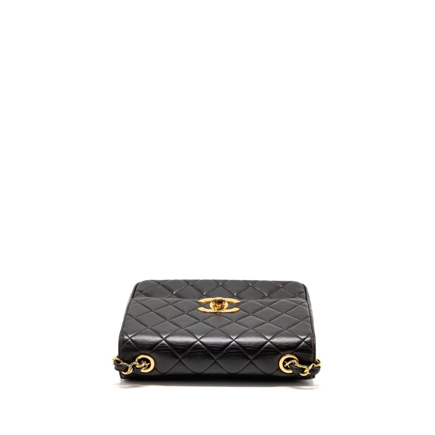 Chanel Vintage Large Square Flap Bag Lambskin Black GHW