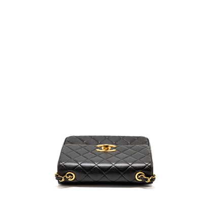 Chanel Vintage Large Square Flap Bag Lambskin Black GHW