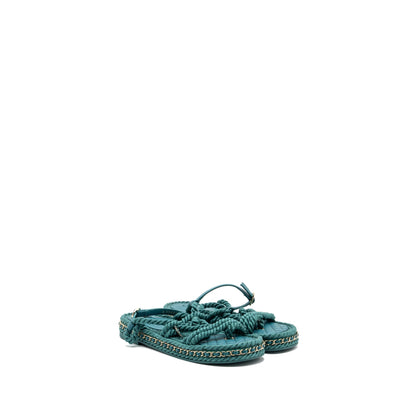 Chanel Size 38 21c Sandals Cord Green LGHW