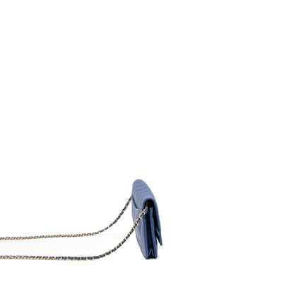 Chanel Classic Wallet On Chain Caviar Iridescent Blue LGHW