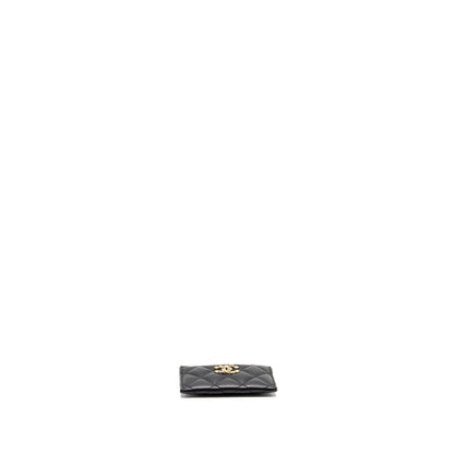 Chanel Detail CC Logo Card Holder Lambskin Black LGHW (microchip)