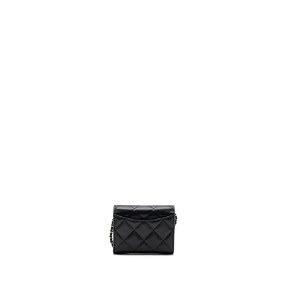Chanel Card Holder With Chain Caviar Black LGHW