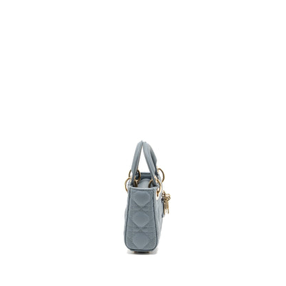 Dior Micro Lady Dior Cannage Lambskin Grey