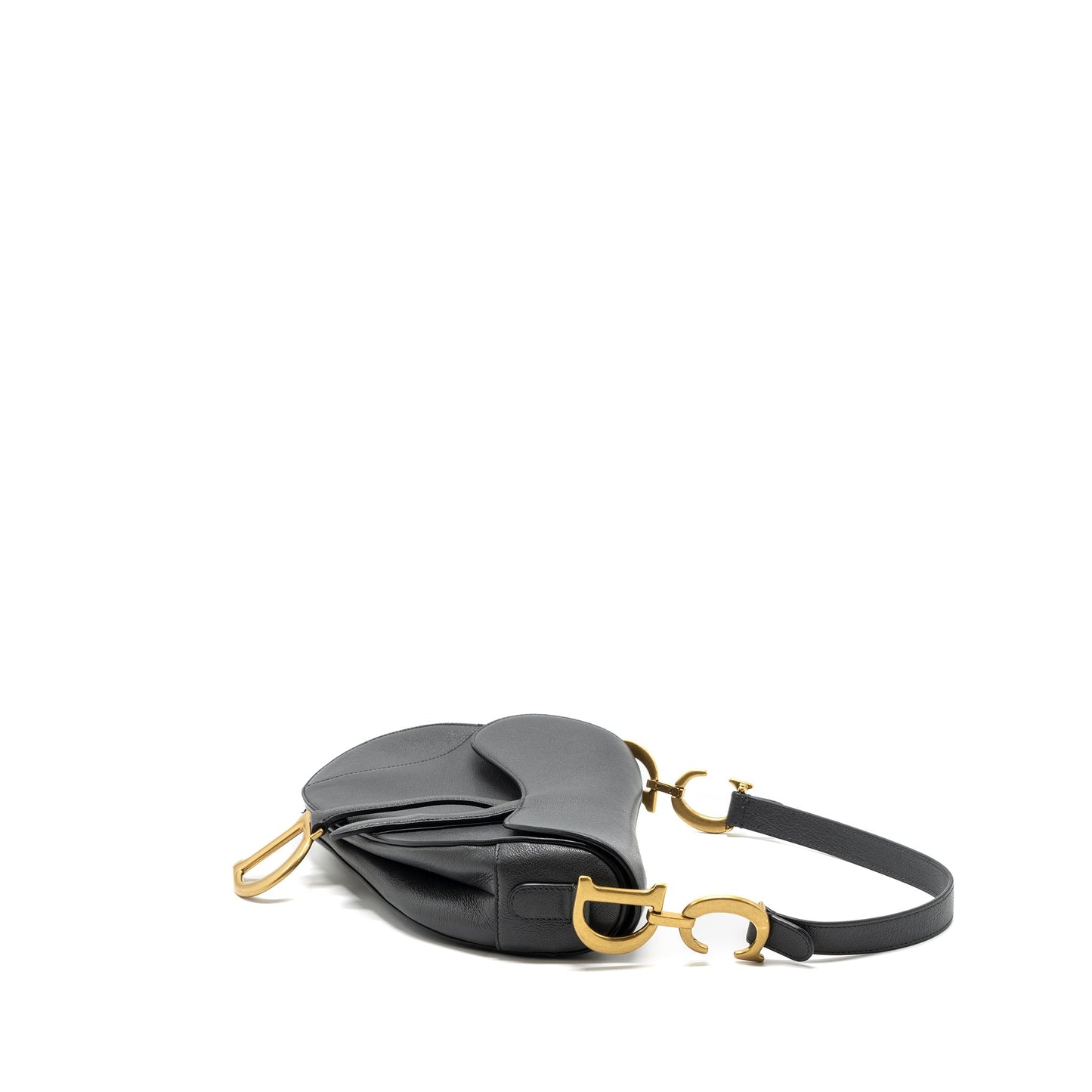 Dior Medium Saddle Purse GoatSkin Dark Grey