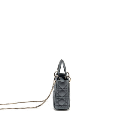 Dior Mini Lady Dior Lambskin Iridescent Grey