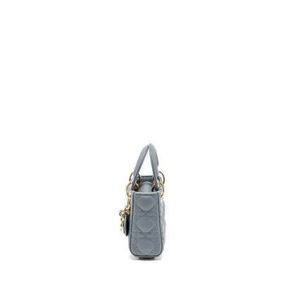 Dior Micro Lady Dior Cannage Lambskin Grey
