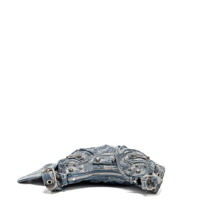 Balenciaga Le Cagole Mini Purse Monogram Denim Light Blue