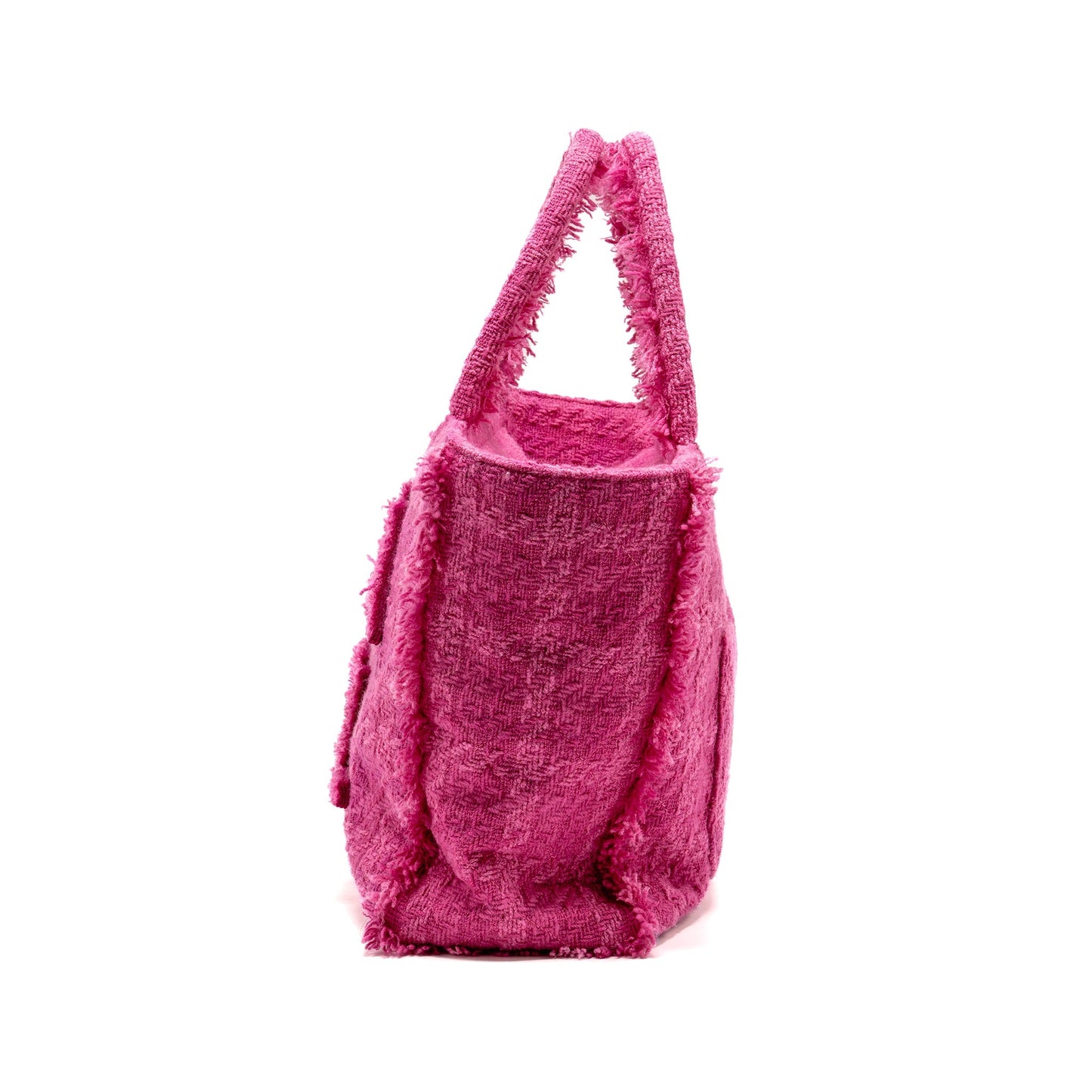 Chanel Letter Logo Zipped Shopping Bag Tweed Pink GHW