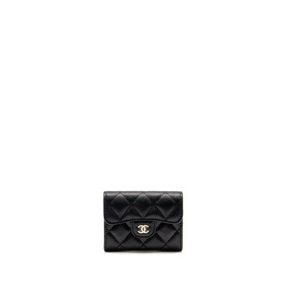 Chanel Classic Flap Card Holder Caviar Black LGHW (Microchip)