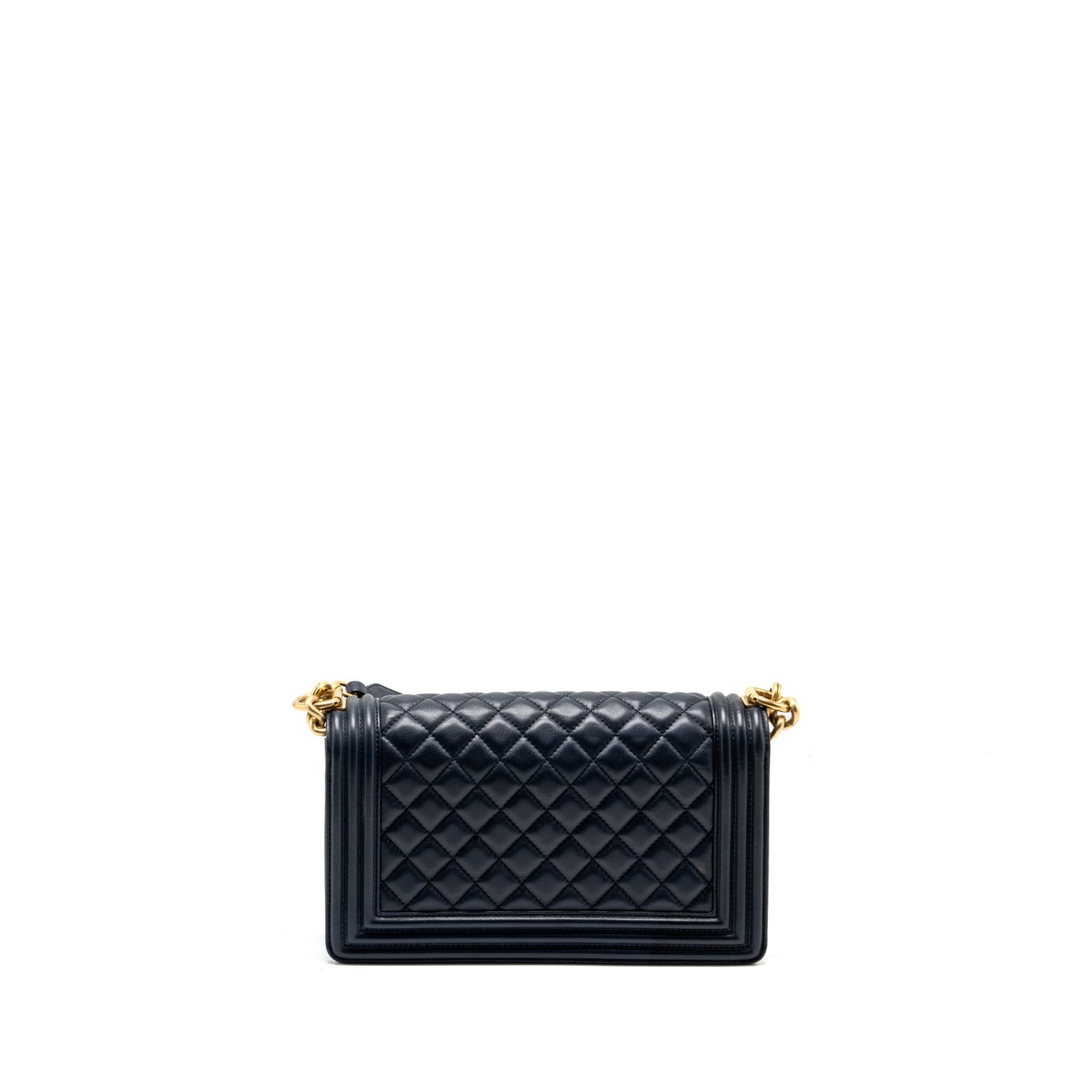Chanel 20B medium boy bag with top handle Calfskin navy GHW