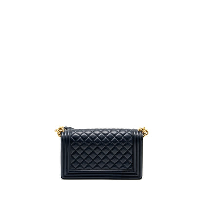 Chanel 20B medium boy bag with top handle Calfskin navy GHW